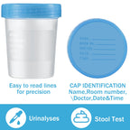 Geiserailie 200 Pcs Disposable Specimen Cup Urine Pee Cups for Testing 4oz Specimen Container with Leak Proof Screw on Lids for Safe Urinalysis Pee Stool Sample Collection Analysis (Blue)