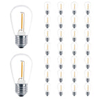 VISTERLITE 30 Pack S14 Edison Light Bulbs, Shatterproof LED Replacement Bulbs for String Lights, Patio Low Wattage LED Filament Clear Bulb, E26 Medium Base, Warm White 2200K, Non-Dimmable