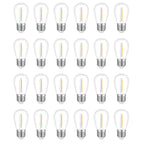 Visther LED 5000K Outdoor String Light Bulbs, Waterproof S14 Replacement Bulb, E26 Base, 1W 120V, Daylight, 24-Pack