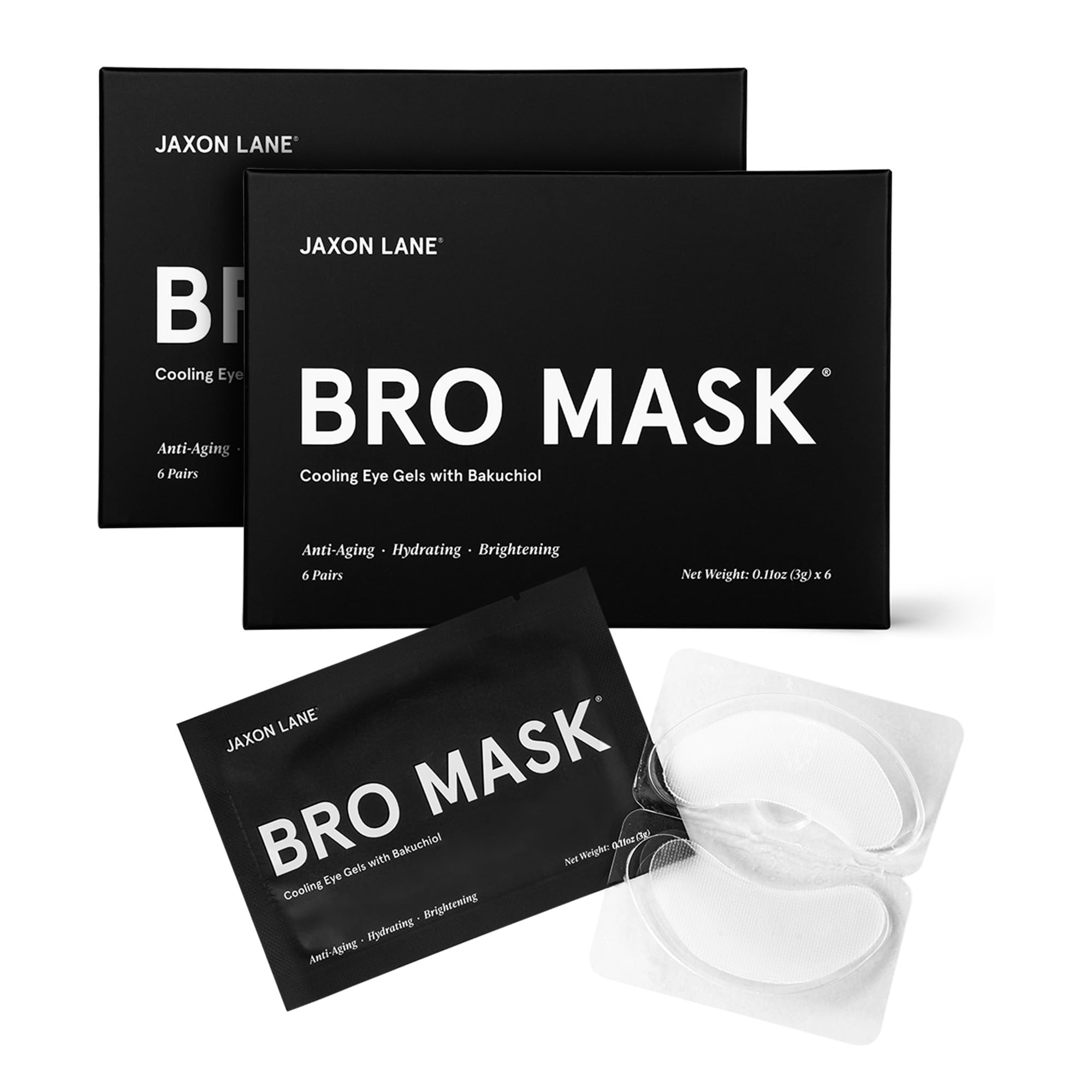 JAXON LANE BRO MASK Under Eye Patches for Men with Hydrogel (2 x 6 pairs) - Anti-Aging Korean Eye Masks for Dark Circles and Puffiness- Puffy Under Eye Treatment - Perfect Skin Care for Men