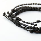 Mezcla Vida Handmade Natural Stone Beaded Healing Bracelet Gift for Men Adjustable Rope String Bracelet (Lava Rock, Adjustable)