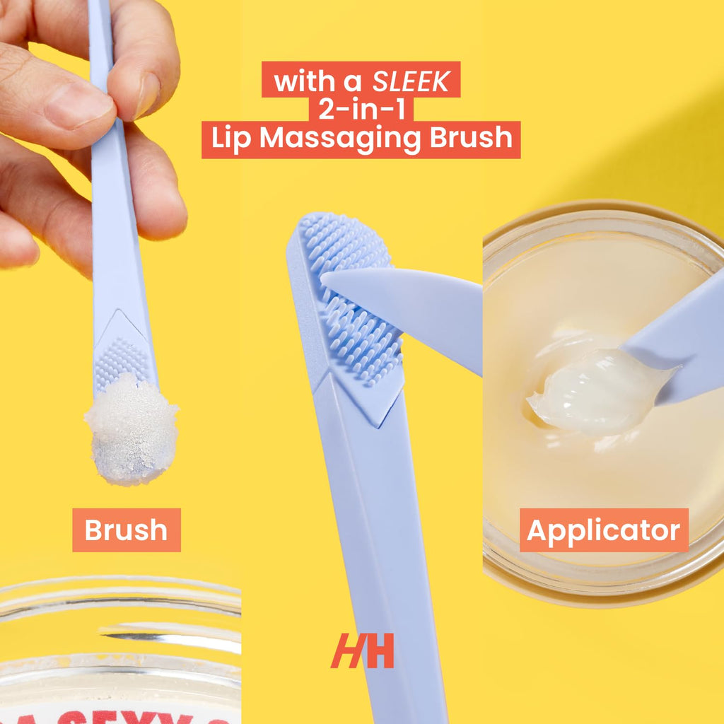100% Natural Lip Scrub and Lip Mask Vegan Conditioning Coconut Lip Exfoliator - Gentle Exfoliant Sugar Lip Polish Lip Exfoliator Scrubber for Chapped and Dry Lips (Original 3pc Set)