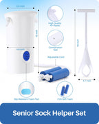 Jellas 4.6 Inch Wide Sock Aid Kit - Long Rope Assist Device for Seniors, Limited Mobility, Post-Surgery | No Bend Sock Helper & Remover | Easy On/Off Socks Tool (White)