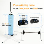 Ulinlo pouly 2-in-1 Pool Filter Cleaner Stand with Vertical & Horizontal Dual-Mode, Rotatable Cleaning Tool for 3", 4", 6" Cartridges