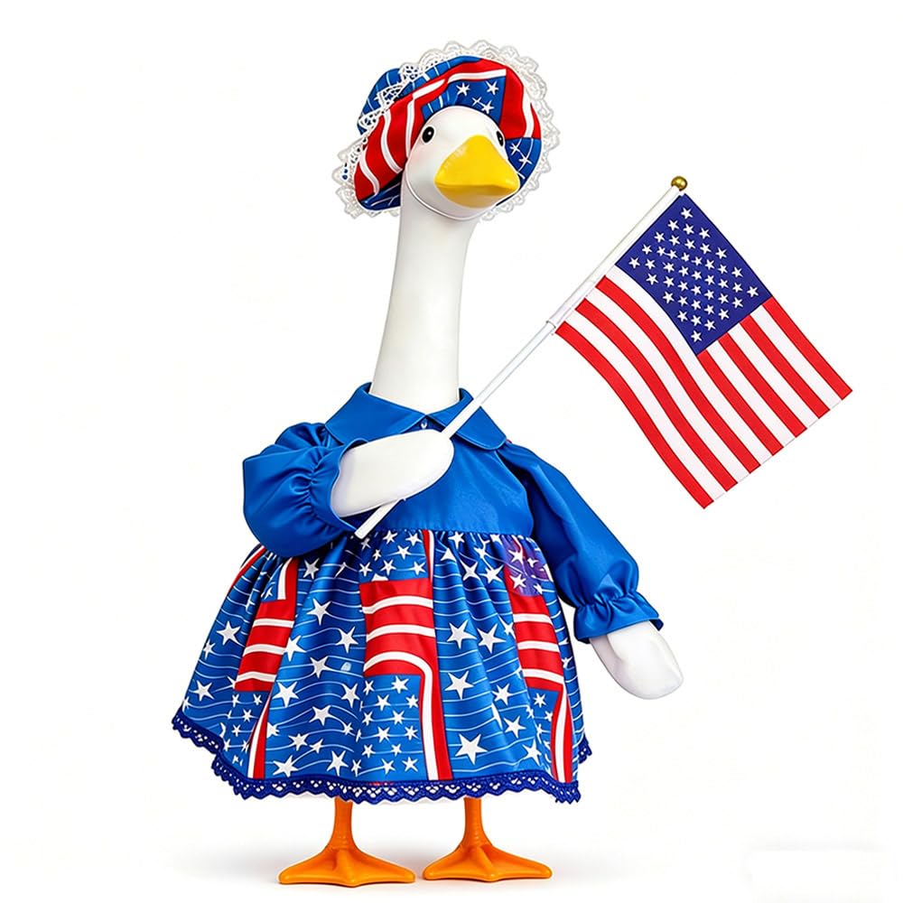 ARGOOFG Porch Goose 4th of July Outfits Clothes for Large 23" H Statue