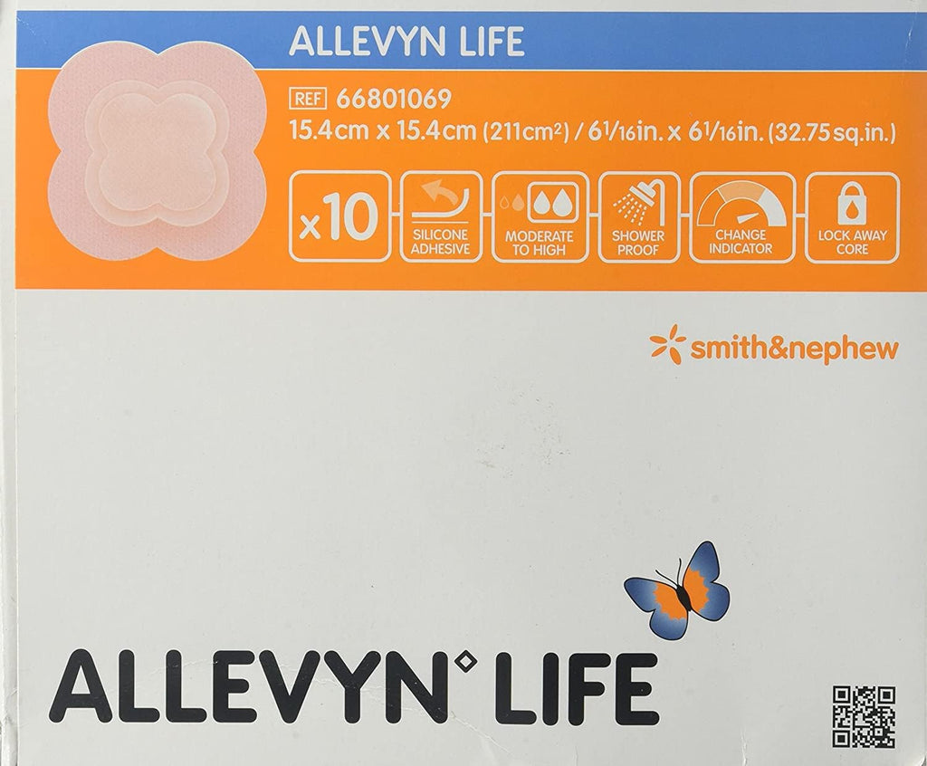 Smith+Nephew ALLEVYN Life Wound Dressing, 6" in X 6" in Box of 10