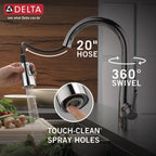 Delta Essa Chrome Kitchen Faucet with Pull Down Sprayer, Modern Single Hole Kitchen Sink Faucet, Single Handle, Chrome 9113-DST