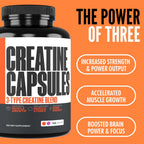 Crazy Muscle Creatine Capsules, 5g of Premium 3X ThreeAtine Pre Workout Bulk Mass Gainer, High Absorption Easy to Take Creatine Monohydrate, Optimum Performance for Men Women, 360 Capsules