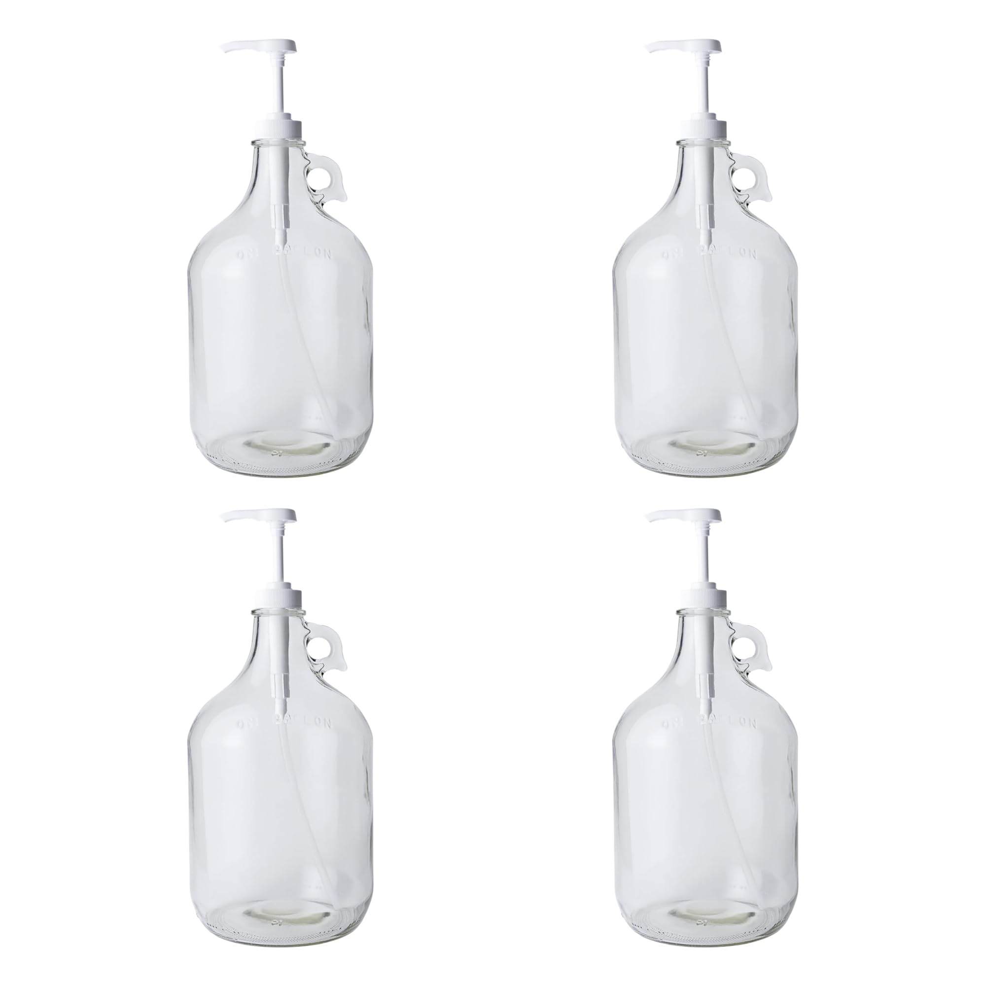 Glass Laundry Detergent Dispenser 4-Pack with Pumps | 1 Gallon Glass Jug