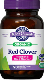 Oregon's Wild Harvest Red Clover Capsules, Non-GMO Organic Herbal Supplements, 90 Count,Organic Red Clover Blossoms and Leaf (Trifolium pratense), Non-GMO Vegan Capsules and Nothing Else