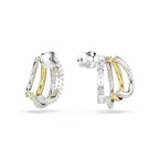 Swarovski Hyperbola Hoop Earrings, Mixed Cuts, Mini, Clear, Mixed Metal Finish