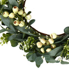 JINGHONG Eucalyptus Wreaths for Front Door 20 Inch Green Home Decor for Wall Porch Window Spring Summer Wreath with Big Berries for All Seasons Winter Christmas