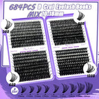 DIY Lash Extension Kit 804Pcs D Curl Individual Lash Clusters Eyelashes Extension Set with Mirror Lash Storage Box Lash Bond&Seal Glue Remover Tweezers Lash Brush Applicator