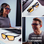 Horus X • Blue Light Glasses Men Women | Blue Light Blocking Glasses for Screen Anti-Fatigue Eye Migraine | Gaming Amber V3