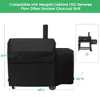 EZ-DONGTENG Heavy-Duty 600D Grill Cover fit for Nexgrill Oakford 1150 Reverse Flow Offset Smoker Charcoal Grill, Nexgrill Oakford 1150 Reverse Flow Grill Model 810-0071 Cover