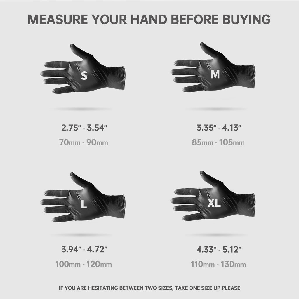 Medguy Black Nitrile Disposable Gloves, 4 Mil Powder-Free Latex-Free Food-Safe Glove for Exam, Tattoo, Food Prep, 100 Pcs (Medium)