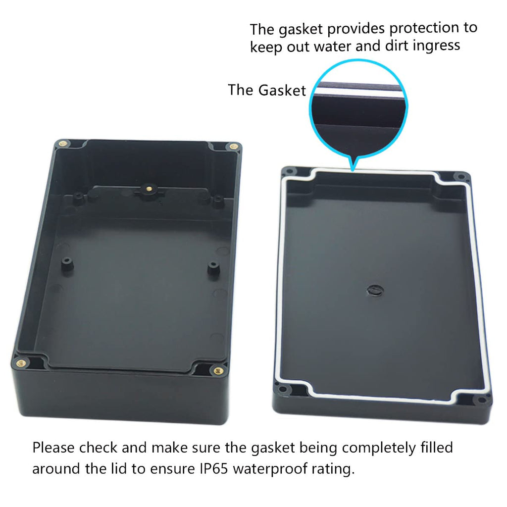 Junction Box, Zulkit Project Box IP65 Waterproof Outdoor Box ABS Plastic Electrical Boxes Electronic Enclosure Black 7.9 x 4.7 x 2.2 inch(200 x 120 x 56 mm)(Pack of 2)