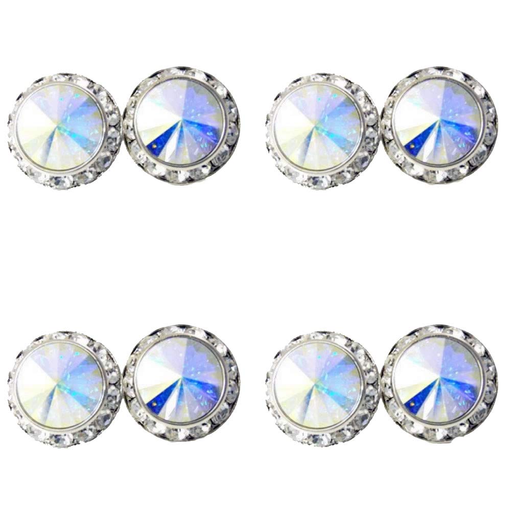 4 Pairs 15mm Rhinestone Round Shaped Acrylic Stone Inside Crystal Ear Studs For Dance Competitions Stage Performance Bridal Party Earrings Jewelry AB