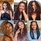 Faux Locs Crochet Hair 14 Inch Pre Looped Goddess Locs Crochet Hair 8 Packs Short Soft Faux Locs Crochet Hair Deep Wave Crochet Hair with Curly Ends Hair Extensions (14 Inch/Pack of 8, T27)