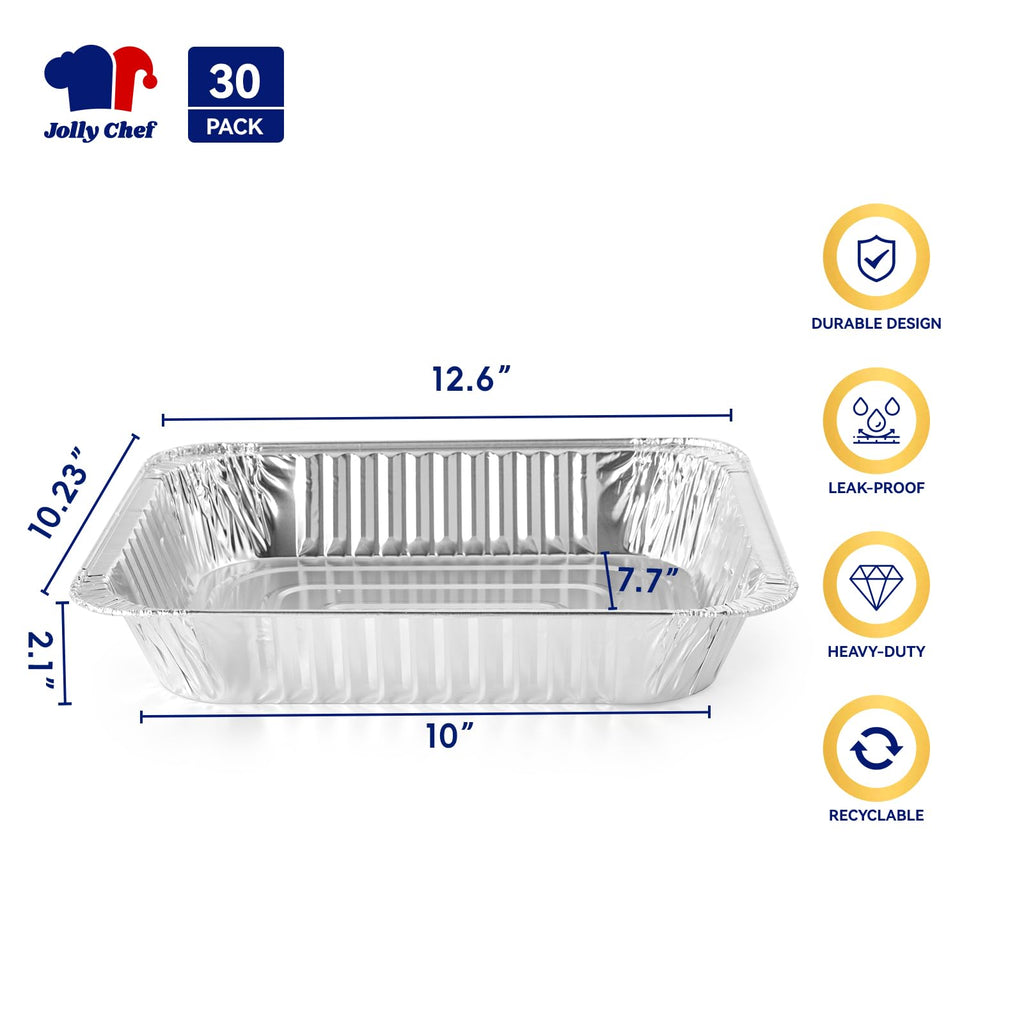 9x13 Aluminum Foil Pans (30 Pack) Disposable Foil Pans for Heating