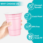 LANLISA 100 Light Pink Plastic Cups, 16 oz Disposable Cups, Drinking Cups For Party Supplies