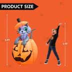 Joiedomi 5 FT Animated Pumpkin Inflatables, Outdoor Blow Up Cat On Pumpkin with LEDs for Yard, Outdoor Inflatable Halloween Decorations, Blow Up Halloween Decor for Outside
