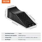 VEVOR 1Piece Vehicle Ramp 20000 lbs/9 Ton Capacity Car Service Ramp, Effortlessly Lift 5.5" High, Durable Nonslip & Portable, for Routine Tire Replacement Repairs, Work with Tandem Wheel Vehicles