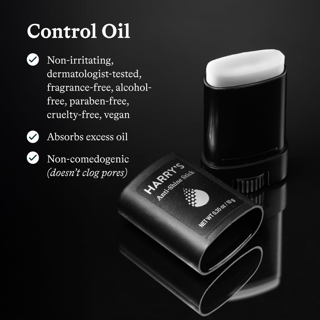 Harry's Anti-Shine Stick for Oily Skin - (2 Pack) 0.35 oz - Controls and Absorbs Oil for Matte Finish - Facial Skin Care for Men