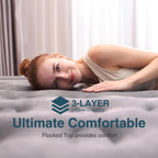 Ezyrest Queen Air Mattress Queen with Built in Pump 16" Double Height Inflatable Mattress with Soft Flocked Top & Carry Bag Adjustable Blow Up Mattress Portable Air Bed for Guest Indoor