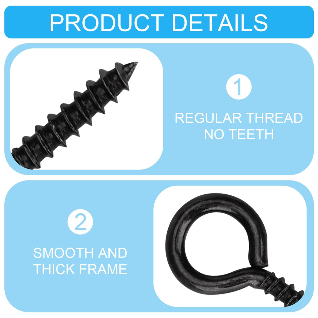 Aovchei 0.39" Black Heavy Duty Eye Screws, 500 Pack