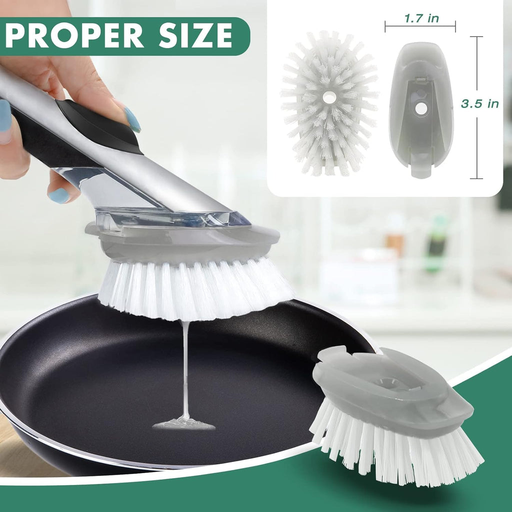 Soap Dispensing Dish Brush Refills, 6 Pack Dish Brush Replacement Head for Steel Soap Dispensing Dish Brush