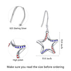 USA Flag Patriotic 925 Sterling Silver Star Earrings for Women