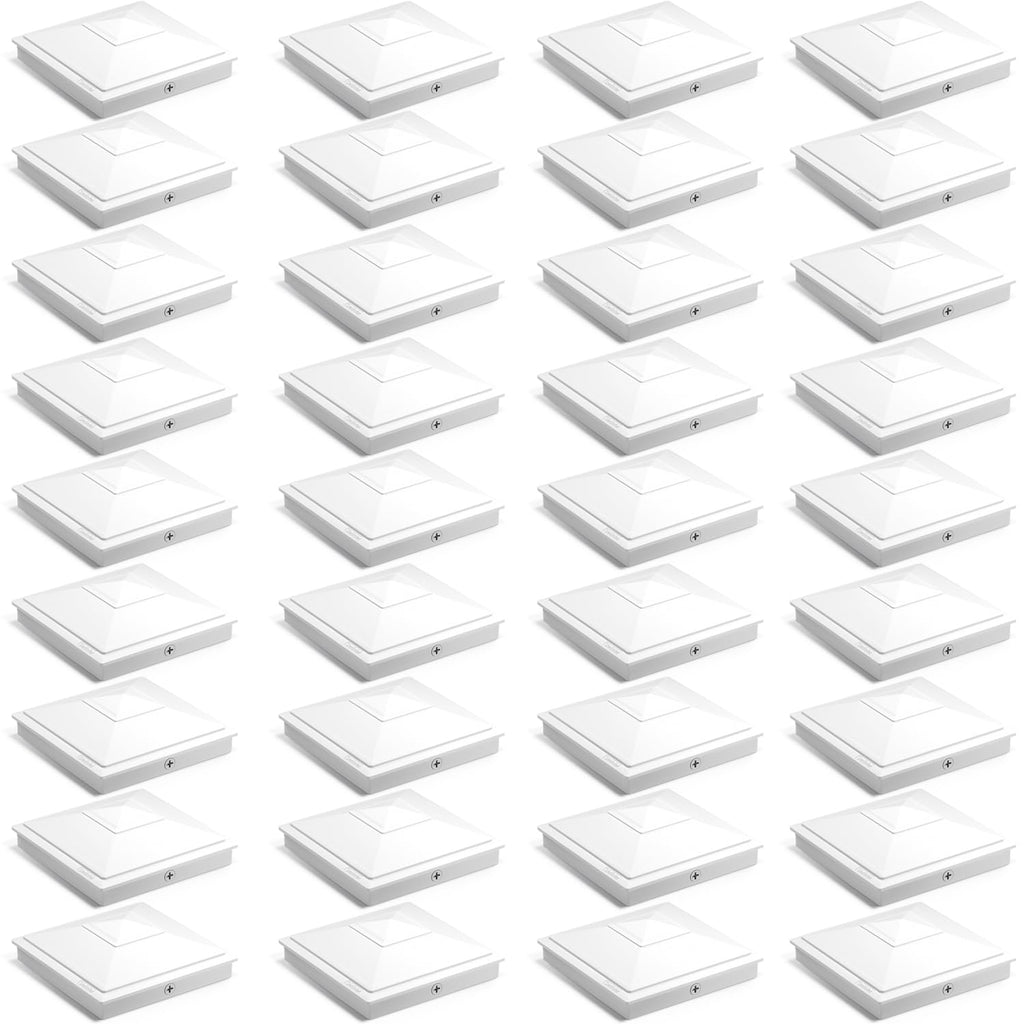 SIEDiNLAR 4x4 Pyramid Post Caps Waterproof Outdoor 4x4 Post Cover, Fits 4x4 3.5x3.5 Vinyl Wood Posts for Fence Deck Mailbox Patio (White, 36 Pack)