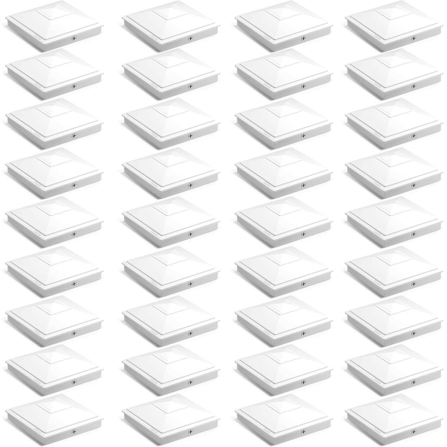 SIEDiNLAR 4x4 Pyramid Post Caps Waterproof Outdoor 4x4 Post Cover, Fits 4x4 3.5x3.5 Vinyl Wood Posts for Fence Deck Mailbox Patio (White, 36 Pack)