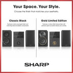 Sharp XL-BH250 Limited Edition 5-Disc Bluetooth Speaker System with USB, AM/FM, and Champagne Gold/Carbon Fiber Finish