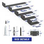 Goovilla Shelf Bracket, Heavy Duty Floating Shelf Brackets 4 inch Long, 4 Pack Brackets for Shelves, Black Coated Metal Wall Shelf Support Brackets with 1/5 Inch Thick and 160 lb. Load Capacity