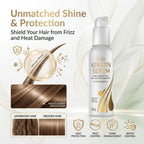 VITAMINS hair cosmetics Keratin Hair Serum Oil for Frizzy, Dry, Damaged Hair - Anti-Frizz Shine Gloss Treatment, Heat Protectant with Biotin, Castor Oil and Collagen - 4.25 fl oz