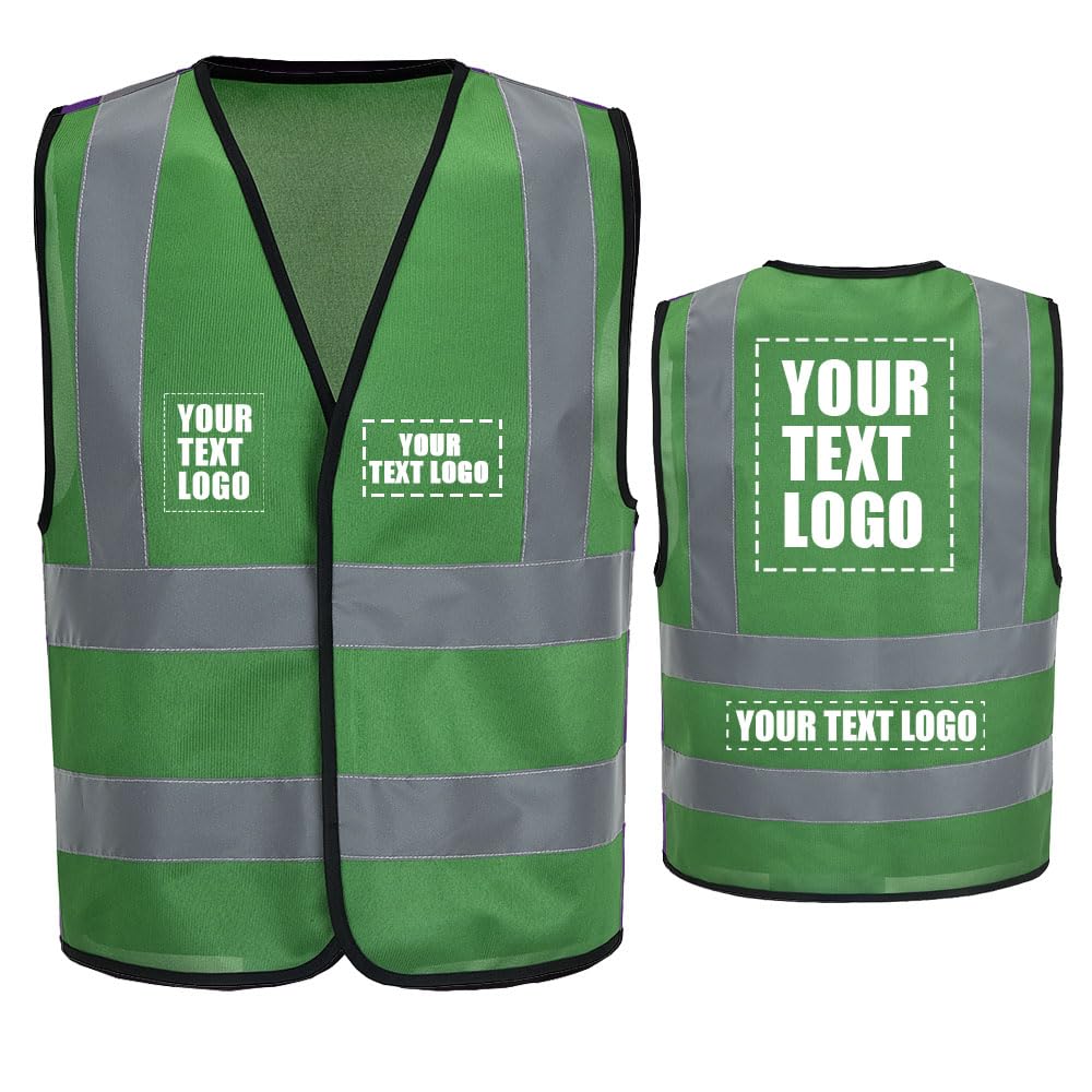 personalise Custom Green xxl High Visibility reflective Safety Vest Logo