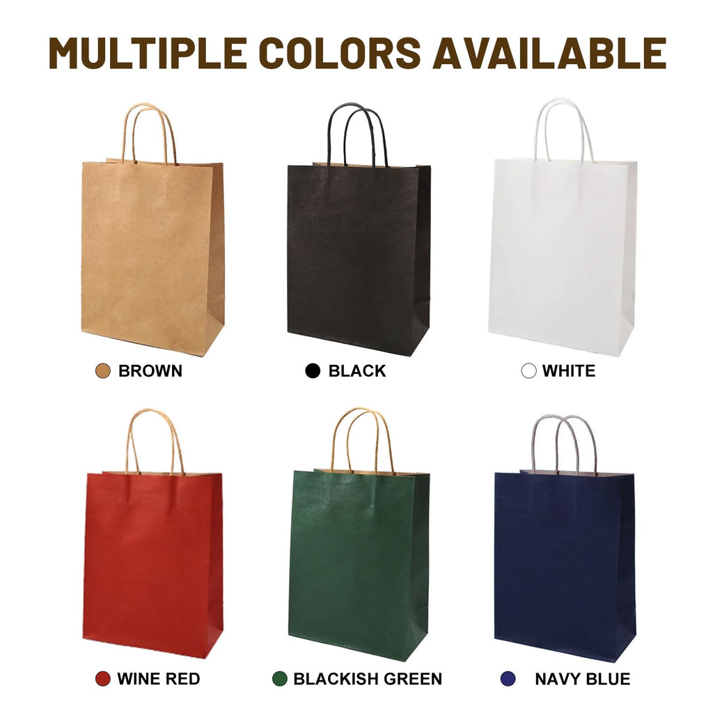 LIHOMR Gift Bags 5.9"x3.15"x8.25" 100pcs Brown Kraft Paper Bag with Handles