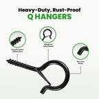 Etoolia 12 Pcs Ceiling Q Hanger Hooks for Hanging Plants 2.2inches Black