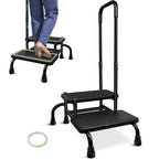 Gyykzz 2 Step Stool with Handle, Upgrade Heavy Duty Stepping Stool with 5 Legs, Step Stool for High Beds with Adjustable Handle and Non-Slip Platform for High Beds/Bathtub/Kitchen