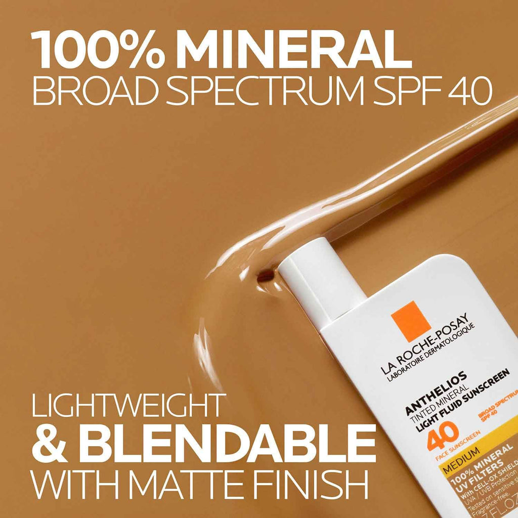 La Roche-Posay Anthelios Sunscreen SPF 40, Ultra-Light Fluid Broad Spectrum SPF 50, Face Sunscreen with Titanium Dioxide Mineral, Lightweight & Fast-Absorbing, Oil-Free, Matte Finish