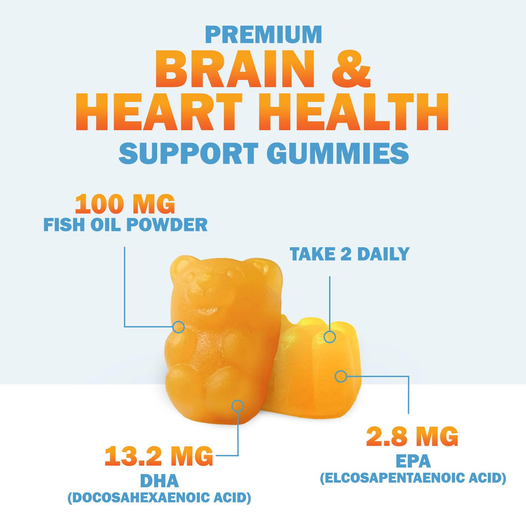Omega 3 Fish Oil Gummies - 3X Strength Heart Healthy Omega 3 Gummy Supplement with High Absorption DHA & EPA - Joint & Brain Support, Delicious Orange Flavor Fish Oil Natures Vitamin - 120 Gummies