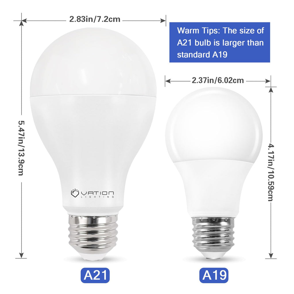 18W Super Bright LED Bulb, A21 Dimmable LED Light Bulb, Stable Heat Dissipation, 2,5000 Hour Lifespan, 3000 High Lumen, 150-200 Watt Equivalent, 5000K Daylight, E26 Porch Light Bulb, 4-Pack