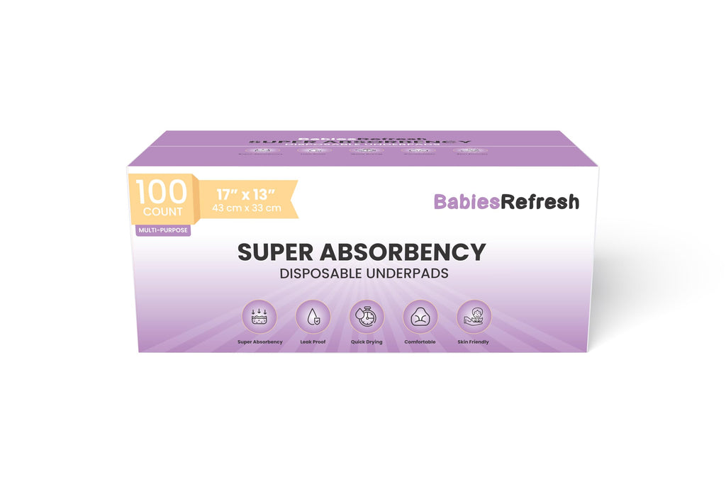 100 Count Super Absorbency Small 17” x 13” Disposable Underpads, Leakproof Quick Drying for Multi-use for Babies, Puppy Pads and Adults, Chucks, Disposable Diaper Changing Pad for Baby, Blue