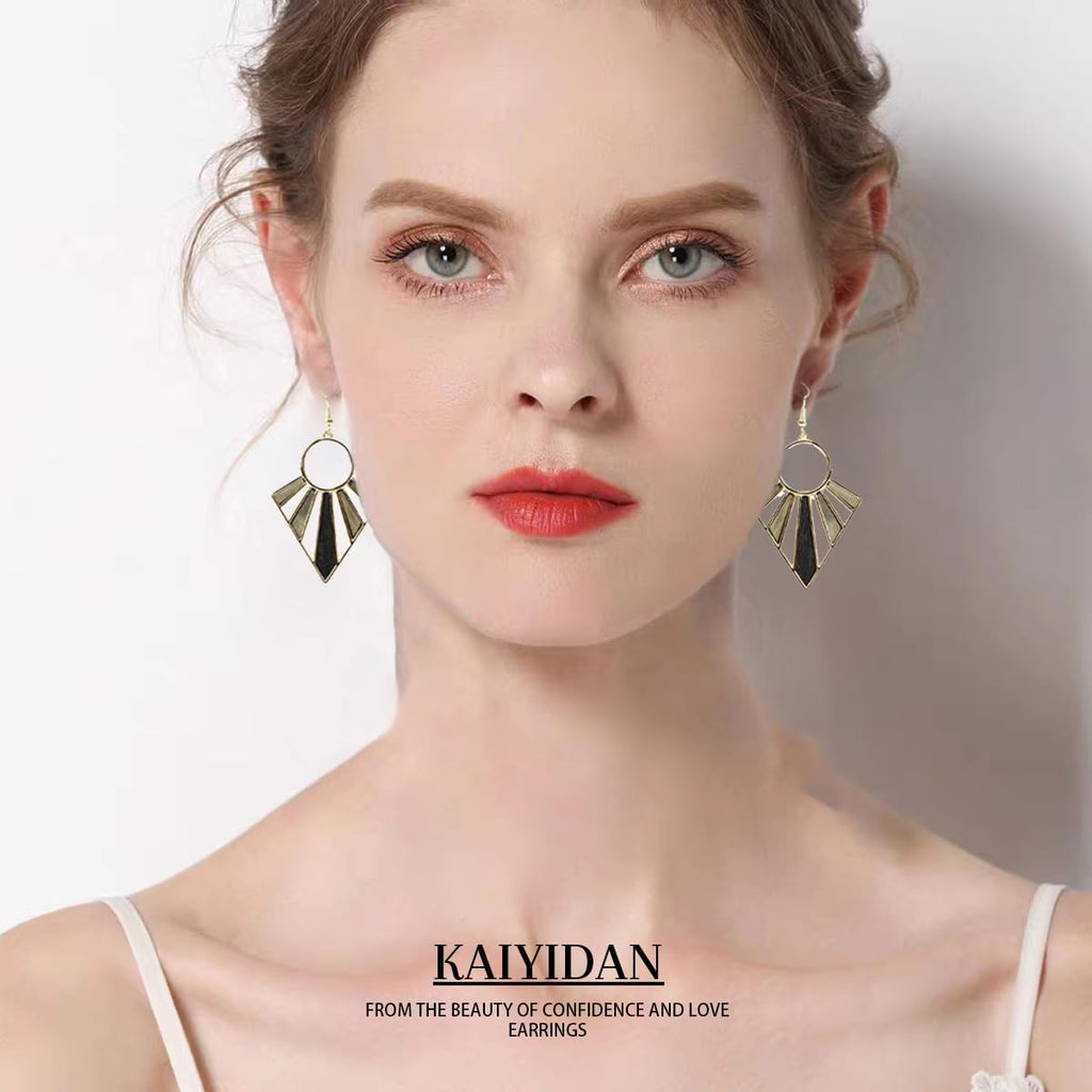KAIYIDAN Boho Earrings, Geometric Shaped, Brass, Women's Dangle Earring, Personalized Statement Gift