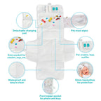 TENDS Portable Baby Changing Mat XL-Foldable Waterproof Diaper Changing Mat with Detachable Bag and 6 Pockets as a Toiletry Bag for Baby Items