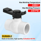 Boltigen 2 inch PVC Ball Valve Threaded, 2Pack Double Female NPT PVC Shut Off Valves with Full Flow Port, SCH40 Plastic Water Control Valve, for Swimming Pool, Agricultural Irrigation, Sewage Pipes
