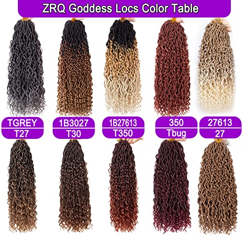 ZRQ 27 Goddess Locs Crochet Hair 18 Inch Boho Faux Locs Crochet Braids, 8 Packs Honey Blonde River Locs With Curly End For Women Hair Extension 27#