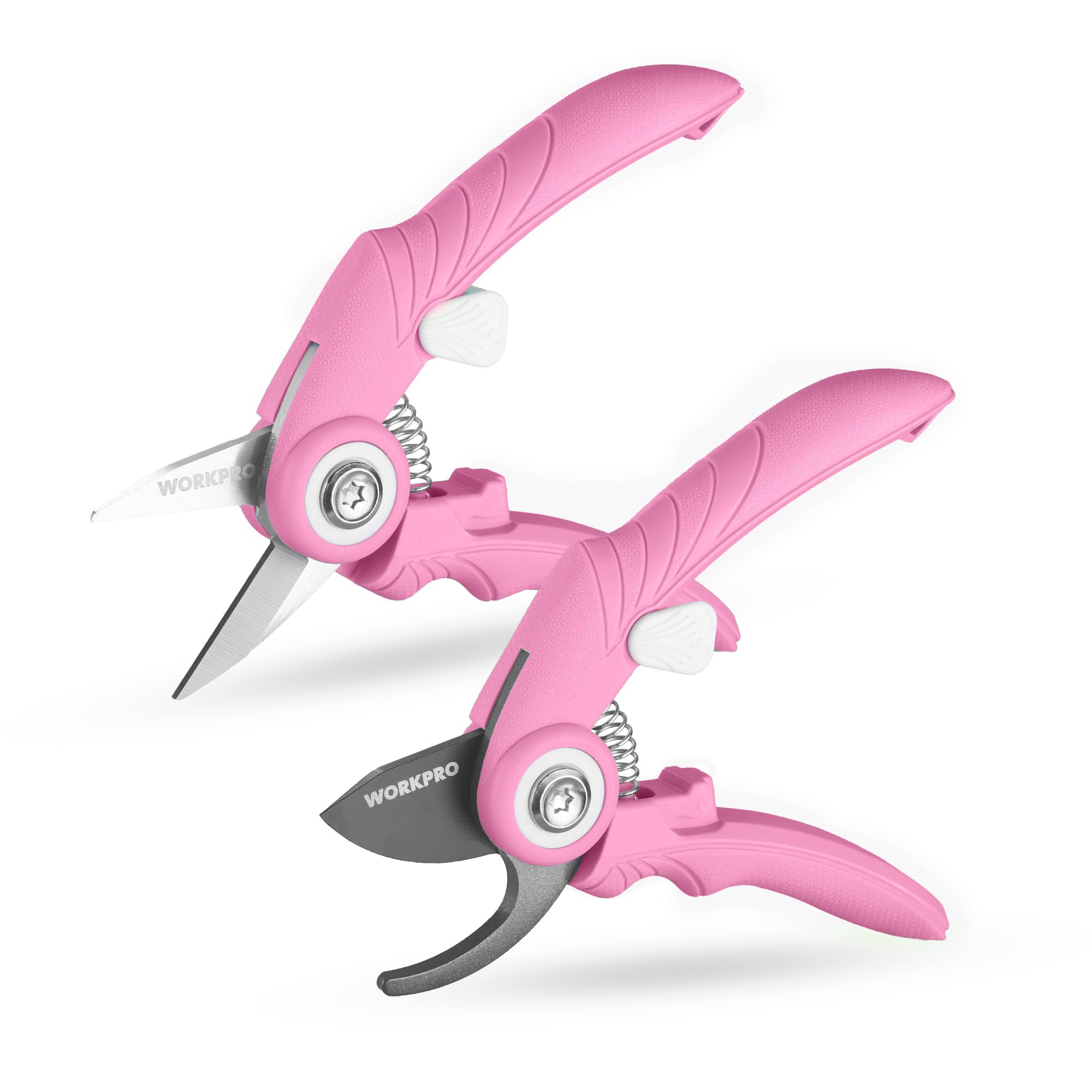 2-Pack 6.9" Garden Pruning Shears, Bypass & Straight Garden Scissors, Pink